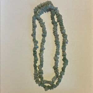 Vintage Green Stone Long Beaded Necklace